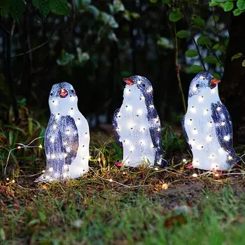  Led градински фенери с пингвини Открит светлина Пингвин Животно Уникални Лампи Pixie Водоустойчив Украса за лампи Украшение Коледа La E2I3