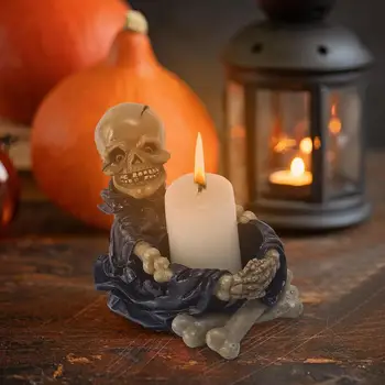 Череп свещник контакти Хелоуин чай свещник от смола череп свещ ароматизирани свещи за декор за Хелоуин