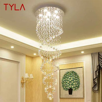  Модерен кристална Окачен лампа TYLA, креативна Луксозна Въртящата Полилей за дома, хол, вили, стълба декор.