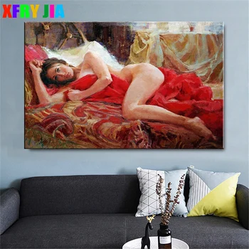  Диамантена живопис Секси Европейските жени 5d кръст бод Диамантена Бродерия Мозайка Подарък Картина за дома