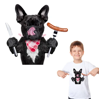  Гладен French Bulldog Термотрансферная куче, модерни стикери за аксесоари 