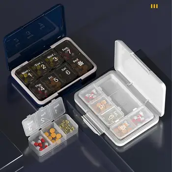  Кутия за хапчета, Седмично преносима доза, Организатор на таблетки 7-дневен, Седмичен кутия за витамини и лекарства за рибено масло и добавки