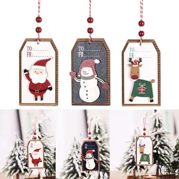  Новата Коледна Елха Висящите Декорации Дядо Коледа, Снежен Човек Елен Дървена Табела Коледна Украса Камина Декор Прозорец