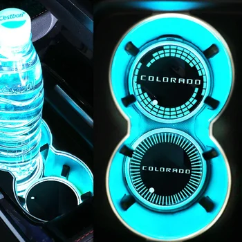  Светлинен автомобилна поставка за чаши за чаши вода, държач за напитки, нескользящий светлинна подложка за лого на Chevrolet Colorado, Аксесоари за лампи Atmosphere 