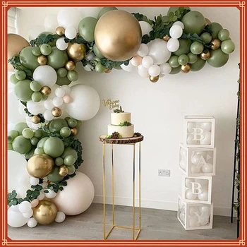  В стил Авокадо, Зелени балони, Венец, Арка, Ретро-зелен цвят, Златни латекс балони, Украса за Рожден Ден, Коледа, Сватба.