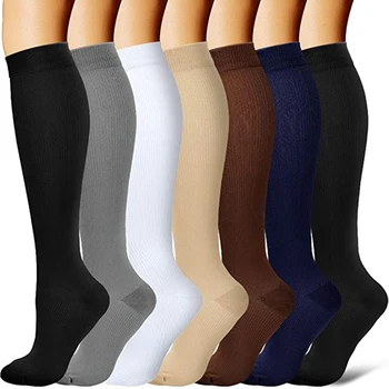 Мъжки компресия чорапи за активен отдих от естествен материал, за туризъм, баскетбол, планинско колоездене, Спортни чорапи за еластичен улесняване на разширени вени