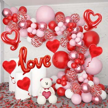  86 бр. комплект венци от балони за Деня на Свети Валентин за сватба, годеж, украса на парти в чест на Деня на Свети Валентин