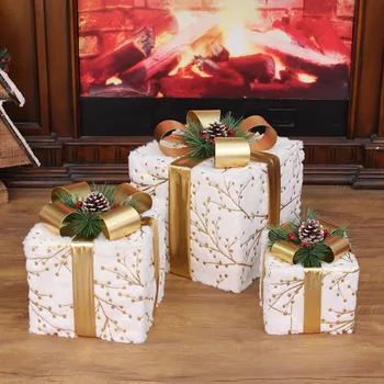  Коледен подарък кутия от три части с ворсовой глава, Коледен подарък за парти, декорация за дома, търговски център, подарък за домашни партита