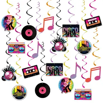  18 бр. Висящи къдрите за дискотека, украса, таван лента в стил ретро от 80-те години, хип-хоп тема на 1980-те, за да проверите за рожден ден, декорация