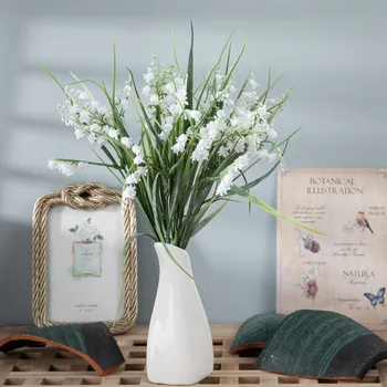  Бяла камбанка, Клон орхидея, изкуствени цветя, украса за дома, Сватбена аранжировка, декоративен Коледен букет Flores