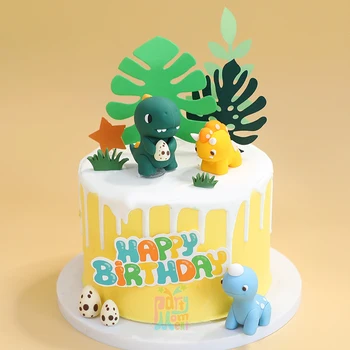  Сладък cartoony динозавър за украса на торта за детски рожден Ден