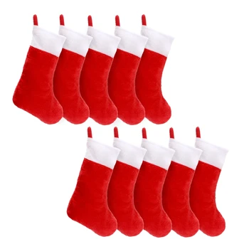  10ШТ Червени фетровых Коледни Чорапи, Коледни Чорапи Притежателя Чорапи Домашен Камина Подарък Чанта за съхранение на почивка