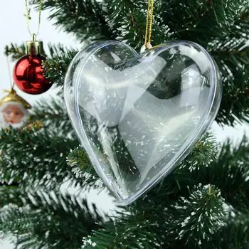  5шт Прозрачен Пластмасов Балон във Формата На Сърце Прозрачна Пластмасова купа За Бродерия във Формата На Сърце Фенечки За Коледа Сватбена Украса Пластмаса J5q9