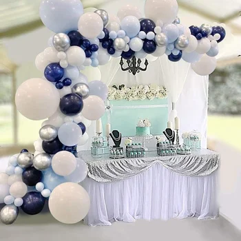  Тематичен комплект за гирлянди и banta Frozen Blue Балон с 3D-окачване под формата на снежинки, балон, конфети за украса на сватба, рожден ден