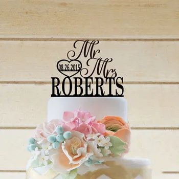  Mr & Mrs Wedding Couple CakeTopper Персонализирани topper за сватбената торта, Акрилни Topper за тортата с 
