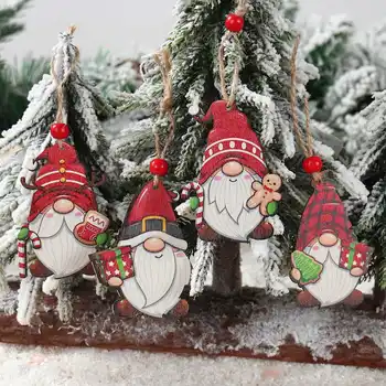  12 бр./компл. Коледни Джуджета Дървени Висулки Коледен Декор Начало Коледно Дърво Украса 2023 Навидад Noel Коледна Парти Подарък Декор