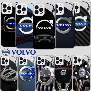  Луксозен Калъф За Телефон С Логото на Автомобила Volvos Метален Цвят За iPhone 15 14 13 12 Mini 11 Pro Max X XR XS 7 8 SE20 Plus С Прозрачно Твърдо Покритие