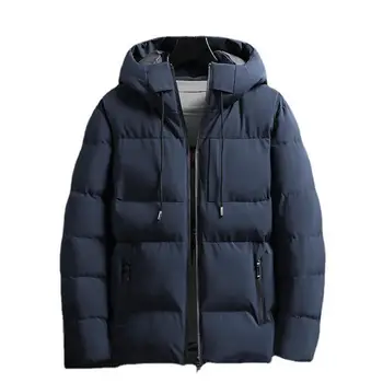  Мъжко палто Ультратолстое мъжко зимно палто с качулка, ветрозащитная цип, стилен дизайн на джоба за топла есен-зима