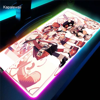  RGB Подложка за мишка Kawaii Момиче, големи светещи подложка за мишка, аксесоари за геймърите, накладки за клавиатура, нескользящий гумена подложка за маса с подсветка