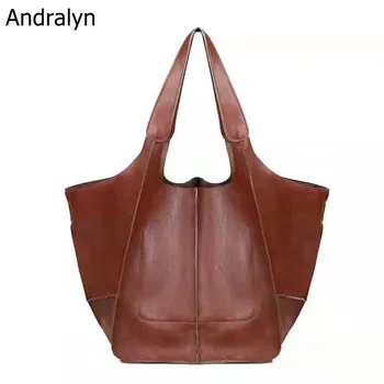  Дамски чанти от мека кожа с голям капацитет, дизайнерска чанта за през рамото от изкуствена кожа, дамски чанти-тоут в ретро стил, негабаритная чанта