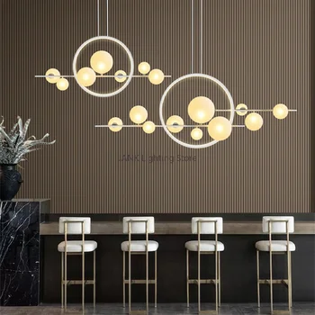  Постмодернистская Стъклена Лента Балон Полилей Креативно Нов Тип Magic Bean Ресторант Хол Висящи Лампи LED Интериор Лампа
