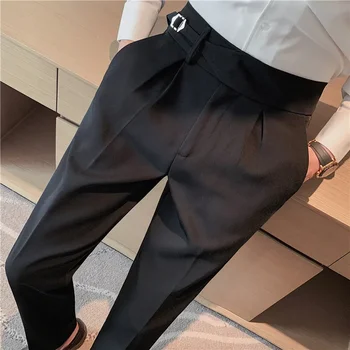  Модерен мъжки бизнес официални панталони 2023 г., Однотонное Офис Светска Сватба на Открито рокля, Бизнес ежедневни панталони, Тесни панталони 29-36