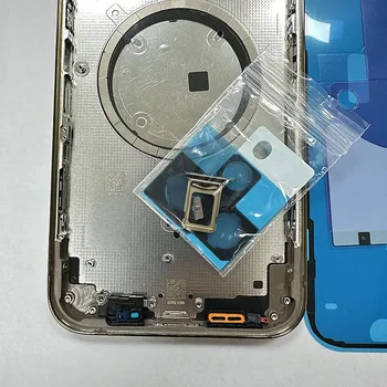  Заден корпус 12Pro за iPhone 12 Pro Задната със стъклен капак на отделението за батерията със стъклен обектив на камерата Лого CE Тава за SIM-карти Резервни части за страничните клавиши