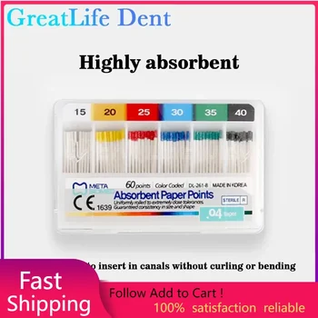  GreatLife Dent 10 опаковки / лот Конусовидна уши 0.2/0.4/0.6 Размер 15/20/25/30/35/40 за эндодонтии на корените на зъбите влагопоглощающие хартиени уши