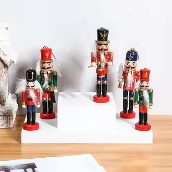  Коледен комплект бижута във формата на щелкунчика, дървени фигурки щелкунчика за спални, фигурки
