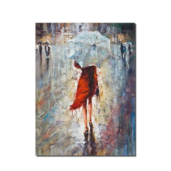  5D Сам Диамантена бродерия на Абстрактното изкуство Изглед отзад Жена, държаща чадър Диамантена живопис Пълна Кръгла кръст бод KitsZP-4955