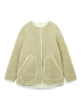  ТРАФИКА на Coats Дамски Зимни Модни топло яке, винтажное палто с дълги ръкави и джобове, Дамски връхни дрехи, Луксозни върховете