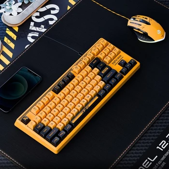 жични клавиатура inphic K901 в жълто механичен стил 87 клавиши Малошумящие клавишите Зашеметяващ клавиатура с ефект на дишане RGB