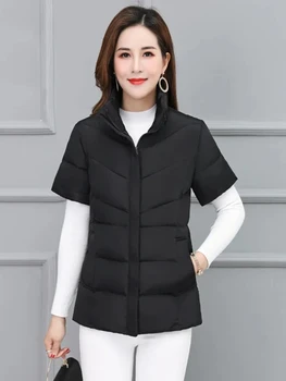  2023 Нов дамски жилетка с къси ръкави, защита на рамото за майките на средна възраст, памучно палто, всекидневни жилетка, зимно яке