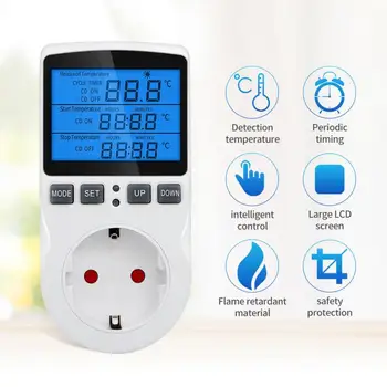  Цифров термостат Контакт с таймер Регулатор на температурата на 220 В Розетка с ключ таймер Сензор за температура охлаждане Отопление