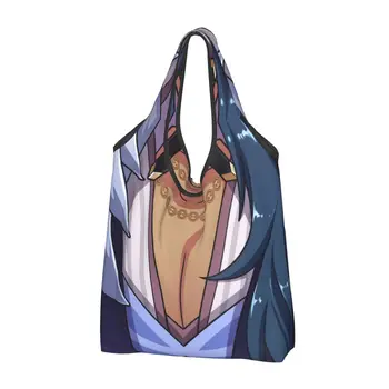  Забавна чанта за пазаруване Genshin Impact Kaeya Tiddies с принтом, Преносима чанта за пазаруване в аниме игра на рамото