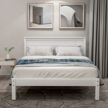  Рамка на легло на платформата Twin / Full / Queen с дървена опора за таблата Мебели за спалня