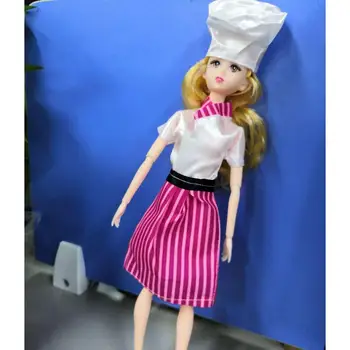  Стоп-моушън дрехи, костюми за готвачи за cosplay, комплект от шапка и престилка /6 Кукли