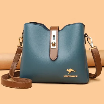 Луксозна чанта от изкуствена кожа, модерен дизайн однотонная проста женска чанта през рамо с голям капацитет, ежедневни диагонал дамски чанти-тоут