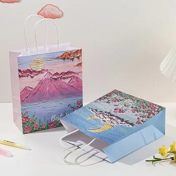  Креативен подарък пакет за маслената живопис, художествена чанта за фестивала, изискан мъжки и женски букет за рожден ден, за опаковане на Подарък хартиена торбичка