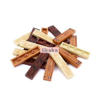  100ШТ Панел MOC 1x4 дървен материал с пирони, набивная дървена дъска, Градивни елементи, части, Аксесоари, играчки за деца, съвместими с 2431