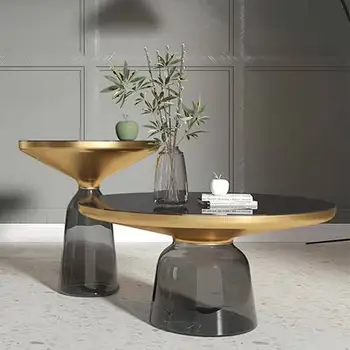  Прозрачна маса, стъклена масичка за чай, масички в скандинавски стил, кръгла приставной маса, Модерна и креативна мебели за всекидневна, декор експлоатирани маси