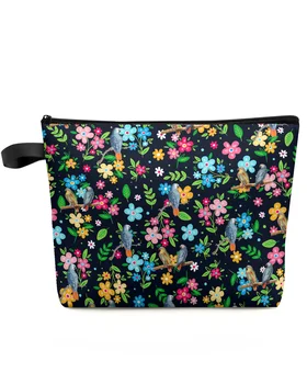  През пролетта на цветя Папагал Цветна косметичка, чанта за пътуване, женски козметични чанти, органайзер за съхранение в тоалетната, молив случай за моливи