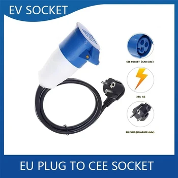  1 Брой Адаптер Конектор за Зарядно Устройство EV 16A 0,5 М От Щепсела EU До Изхода Cee, Както е показано на фигура ABS За Електрически превозни средства От Тип 2 до тип 1