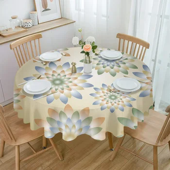  Водоустойчив покривка с цвете Георгина, украса от чаено маса, покритие на кръгла маса, покривка за кухня, сватба, домашна трапезария, покривка за масата