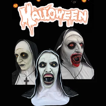  Маски на ужасите за Хелоуин, парти, cosplay, Ghostface, силиконова капачка на цялата глава, маска за монахини, Латексный кърпа върху цялото лице, маска