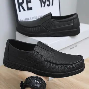  2023 Нова Кожени Мъжки обувки Бизнес Официалната Булчински Обувки на Младоженеца Есенна Дишаща Черни Мъжки Кожени обувки