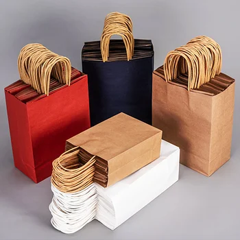  Класически подарък пакет за бонбони от Крафт-хартия, Цветни ръчни хартиени опаковки, украса на сватбени партита, Колоритен чанта за пазаруване, Хлебная чанта за пазаруване