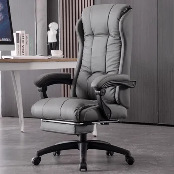  Работно Кожен офис стол Nordic Recliner Editor За мениджъри Релаксиращи стол на колела Sillas Офис мебели