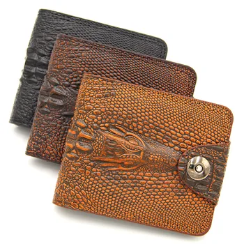  Мъжки портфейл с крокодиловым модел от фина естествена кожа, мъжки скоба за пари, държач за кредитни карти, Джоб за монети, Луксозен портфейл за Кратък