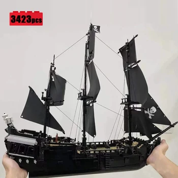  Дизайнерска конструкция Revenge, Черно пиратски кораб, Технически строителни блокове, тухли, играчки за сглобяване децата, подарък за Коледа
